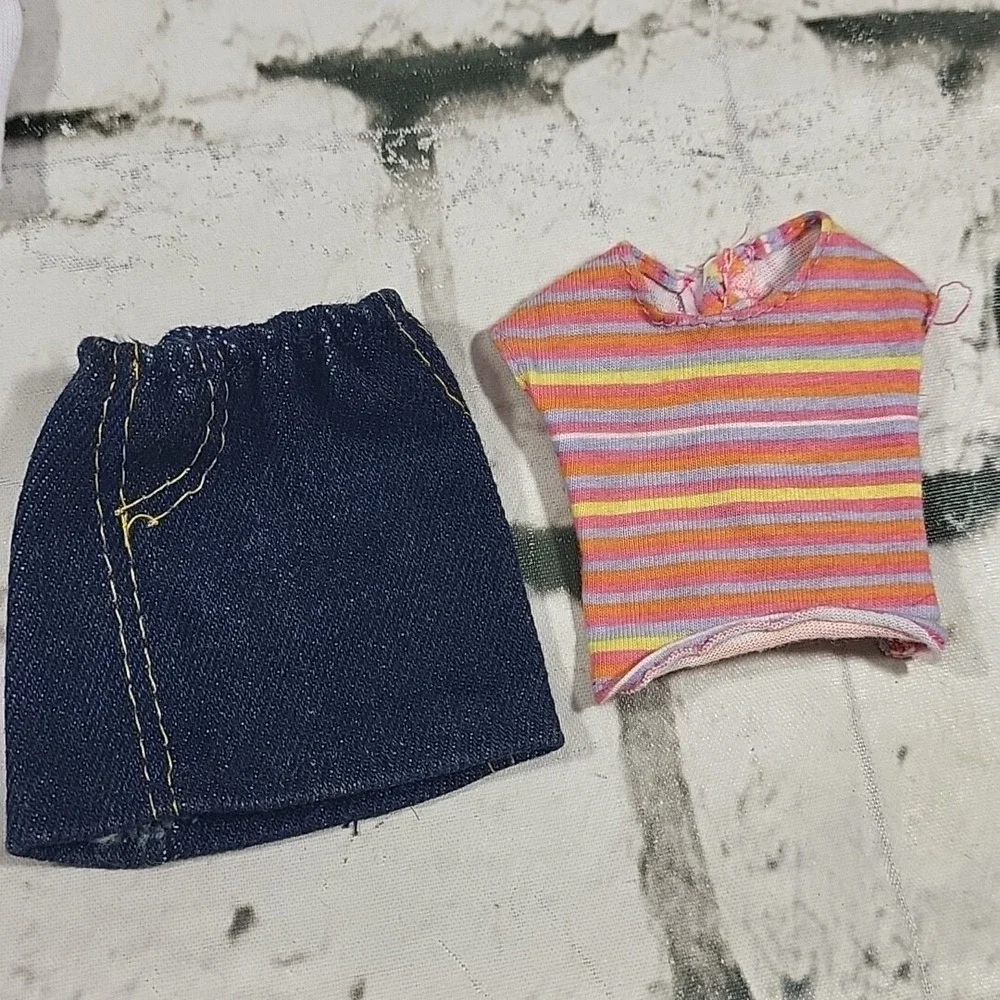 Vintage Handmade Barbie Scale Doll Clothes Lot Tops‎ Jean Skirt Shoes Heels